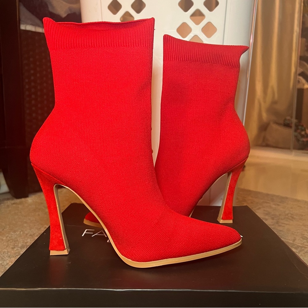 Red tight sock booties
